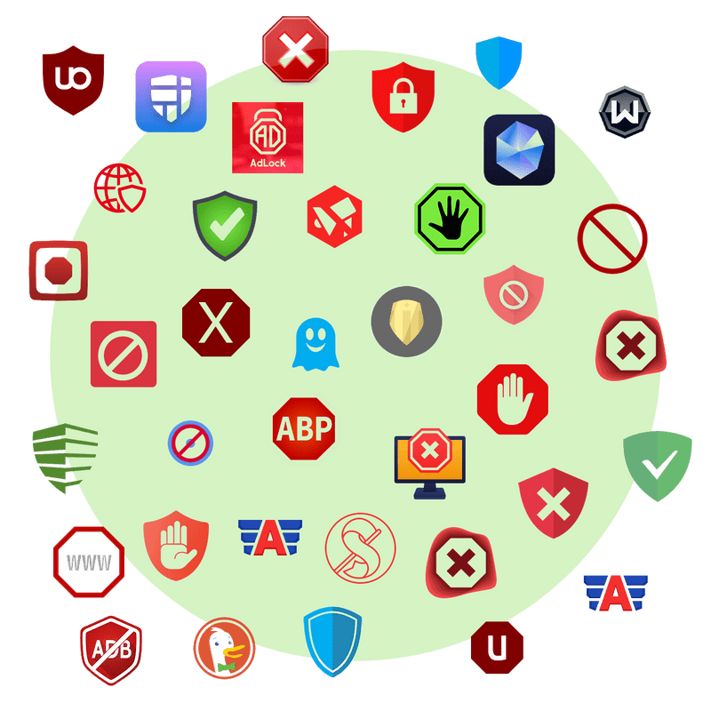 Iconos de bloqueadores de contenido