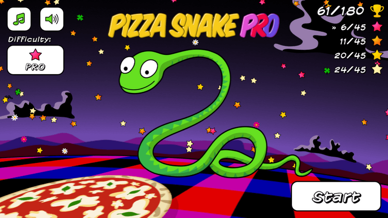Pizza Snake PRO screenshot, Start scene, difficulty PRO