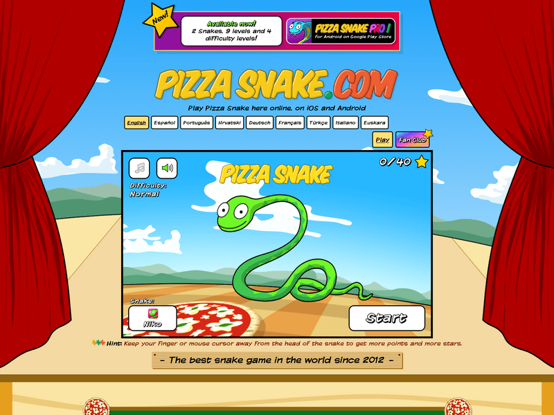 Screenshot pizzasnake.com
